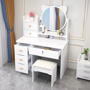 Juego de <span class=keywords><strong>tocador</strong></span> rosa moderno al por mayor, mesa de maquillaje con forma de gato, espejo, mesa de maquillaje popular para niñas, estilo princesa - Product Image 3
