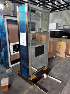 Table de salon moderne avec tiroir et miroir simple face, structure en fer, éclairage LED pour coiffure - Product Image 3