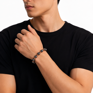 Bracciale di Ematite Fatto a Mano di Tendenza con <span class=keywords><strong>Perline</strong></span> in Rame, Bracciale Minimalista Moderno con <span class=keywords><strong>Perline</strong></span>, Gioiello Unisex alla Moda, Regalo per Uomo - Product Image 3