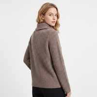 Cardigan en laine tricoté à manches longues pour femme, motif uni, col en V, gris, anti-rétrécissement, avec fermeture éclair, collection automne