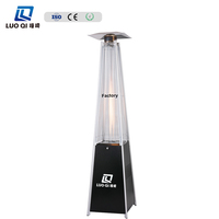 Calentador de Patio a Gas Moderno Negro Tipo Torre Portátil de LPG con Ruedas, Tubo de Cuarzo Protector, para Jardín, 46000 BTU