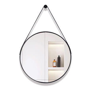 Miroir de maquillage LED mural rond moderne avec lentilles en verre et cadre miroir pour lavabo, salon, appartement ou villa - Product Image 1