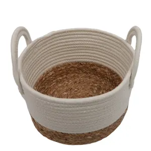 Moderno de gran regalo cesta Tejido Verde planta cesta de ropa sucia de artículos de la cesta