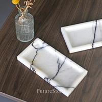 Plateau rectangulaire moderne en marbre lilas pour bougies, bijoux, bagues, collations, présentation de table, décoration d'hôtel, de fête et de maison