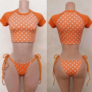 Conjunto de Bikini de Dos Piezas con Estampado de Puntos Y2K 2026 para Mujer, Top Corto y Pantalones Cortos de Verano, Logotipo Personalizado, Traje de Baño para Playa, MOQ Bajo, Pedido de Pequeños Lotes - Product Image 2
