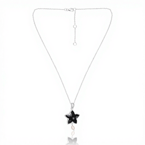 Pendentif étoile en obsidienne flocon de neige tendance DWS Jewellery avec chaîne en boîte, argent sterling 925, fabricant fournisseur - Product Image 1