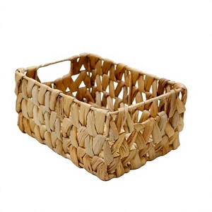 Venta al por mayor de fábrica: Contenedor de almacenamiento rectangular duradero de moda, organizador de estantería de jacinto de agua con tejido a cuadros - Product Image 1