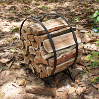 Support de rangement pour bois de chauffage en acier noir industriel avec revêtement en poudre, rond, pour l'extérieur, en métal, pour empiler les bûches