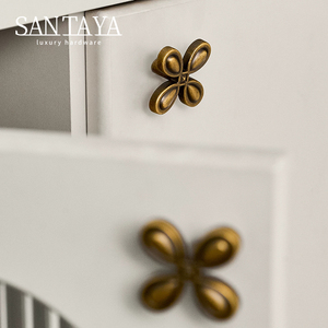Gagang Kabinet Dapur Santaya Solid Antique Brushed Brass, Kenop Laci Lemari Kamar Tidur, Gagang Furnitur Perunggu - Product Image 5