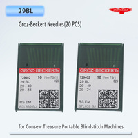 20 Aiguilles courbes Groz-Beckert 29 BL / 29-49 / 29-34 / LWX2T / LWX6T compatibles avec les machines à points invisibles portables Consew et Treasure