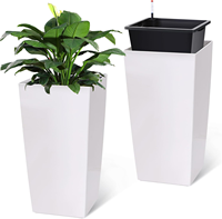 Haute qualité vente chaude Durable traditionnel rectangulaire blanc grand Auto-arrosage en plastique Pot d'arbre pour salon centre commercial