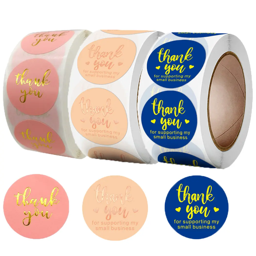 Custom Self Adhesive Sticker Rolls Pink Thank You Stickers Thank You For Supporting My Small Business Sticker