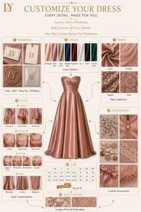 Fabricant de robes de soirée sur mesure en gros, col en V, sans manches, fente haute, coupe trapèze - Product Image 5