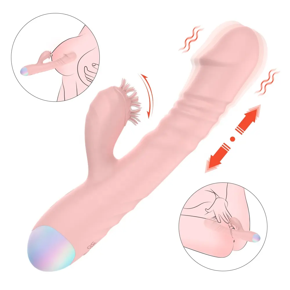 Gode en silicone à insertion automatique Vibromasseur féminin pour lécher la langue Vibromasseur pour clitoris, lapin, clitoris, massage, jouets de masturbation pour femmes