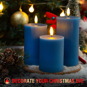 Venta al por mayor 3D mecha con pilas control remoto rayas verticales nuevas velas Led sin llama vela Led azul - Product Image 3