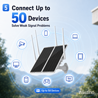 Extensor WiFi Solar 4G Wistino para Exteriores de Largo Alcance, Panel Dual de 30W, 30000mAh, Cámara de Vigilancia, Banda Dual de 5GHz y 2.4GHz, Cámara IP