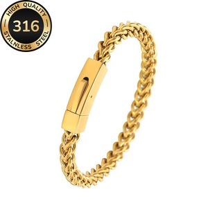Bracelet Chaîne Épi de Blé en Acier Inoxydable pour Hommes, Largeur 6mm, Longueur 21cm, Bracelets Maillons Tendance avec Fermoir Barillet, Plaqué Or 18K, Vente en Gros - Product Image 1