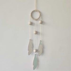 INS Style scandinave <span class=keywords><strong>attrape</strong></span>-rêves feuilles pièces en bois rideaux suspendus chambre d'enfants décoration murale ornements suspendus - Product Image 3