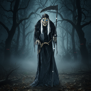 Decoración de Halloween: Gran Figura Eléctrica de Inducción de la Parca con Guadaña para Casa Embrujada o Sala de <span class=keywords><strong>Escape</strong></span> - Product Image 4