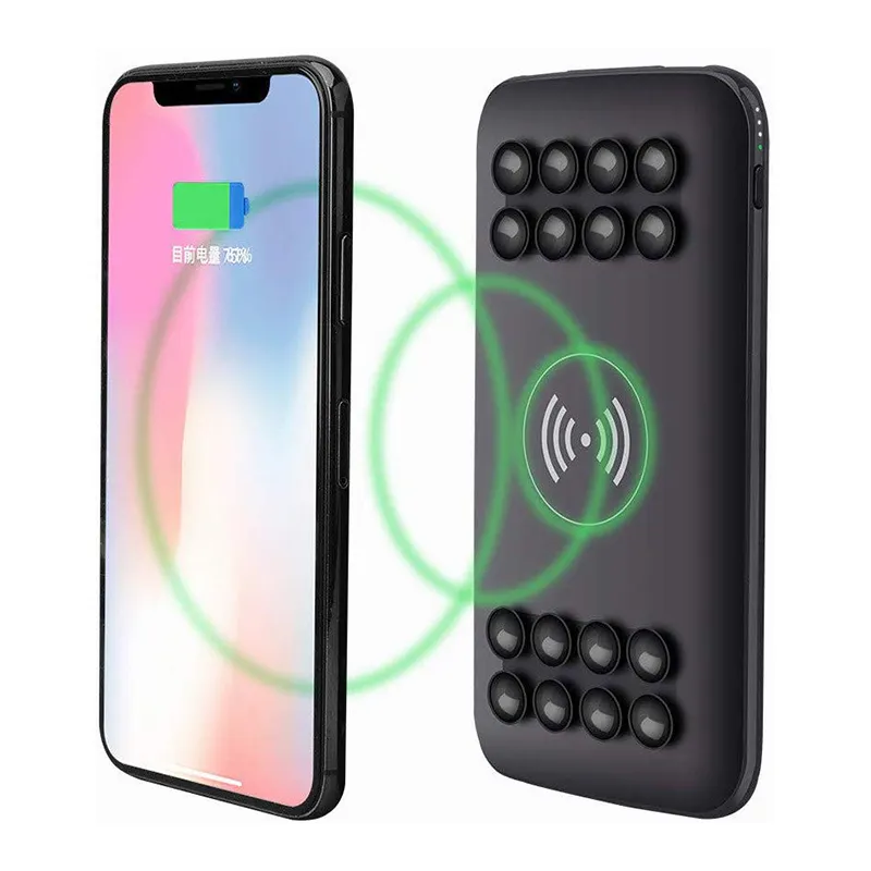 Qi Drahtlose Ladegerät Power Bank Externe Batterie Drahtlose Aufladen Power mit saugnapf Für iPhone für huawei