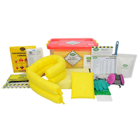 Kit de réaction aux déversements chimiques industriel SABER 30 litres avec boîte transparente, kit de réponse aux déversements chimiques haute capacité avec boîte transparente