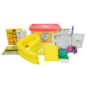 Kit de réaction aux déversements chimiques industriel SABER 30 litres avec boîte transparente, kit de réponse aux déversements chimiques haute capacité avec boîte transparente - Product Image 1