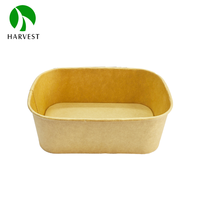 Conteneur alimentaire jetable biodégradable en kraft rectangulaire de 500 ml, boîte à bento pour barbecue, boîte à nouilles Yaki