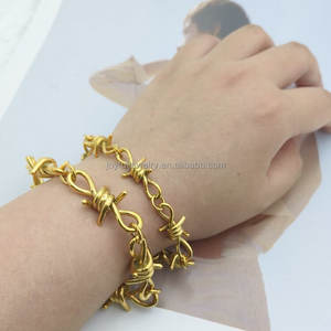 Лидер продаж, 18-каратный позолоченный браслет из нержавеющей стали, мужские и женские модели, готический браслет из колючей проволоки, модные украшения - Product Image 2