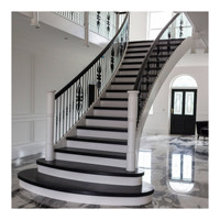 Escalier Courbé Décoratif pour Villa de Luxe, Style Européen, Designs d'Escaliers Doubles Courbes avec Rampe en Fer Forgé