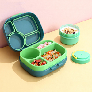 Nuevo Set de Regalo Completo y Económico de Loncheras para Niña para Llevar Comida Caliente a la Escuela Caja Bento Verde - Product Image 1