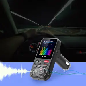 2024 <span class=keywords><strong>Amazon</strong></span> coche inalámbrico Bt FM transmisor receptor <span class=keywords><strong>Radio</strong></span> adaptador carga agudos graves sonido Mp3 reproductor QC3.0 USB cargador rápido - Product Image 5