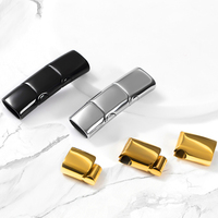 Fermoir magnétique plat en acier inoxydable Hobbyworker, embouts de cordon en cuir, fermoirs pour accessoires de bijouterie