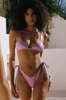 Vente en gros usine Ensemble bikini triangle dos nu pour femme, 2 pièces, à lueur métallique, avec liens latéraux, cordon de serrage et accent strass, séchage rapide