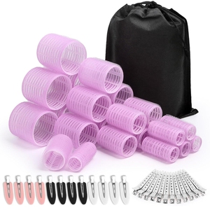 Venta al por mayor sin calor aire flequillo rizador de plástico de nylon rodillos para el cabello con pinza para el cabello 50 Uds rodillos para el cabello rizadores conjunto - Product Image 2