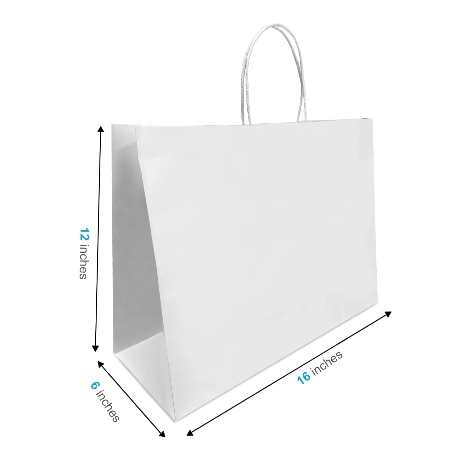 White Kraft Paper Bags with Twisted Handles 16x6x12 inches