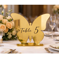 Panneau de table en acrylique papillon, carte de placement vierge effet miroir, décoration de mariage et de fête, impression UV, vente directe usine OEM/ODM