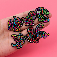 6 styles de broches en émail dinosaures néon, épingles de revers dinosaures colorées de dessin animé, badges animaux mignons pour sacs à dos, chapeaux et vêtements