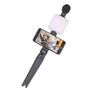 Điện thoại thông minh máy ảnh LED Video Fill ánh sáng studio Microphone vlogging Kit cho máy ảnh điện thoại