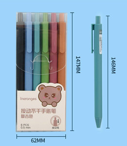 6 adet geri çekilebilir tıklama vuruntu ince fırça ucu sanat çizim sakin koyu şeker parlak Pastel renk su bazlı işaretleyici renk jel kalem - Product Image 6