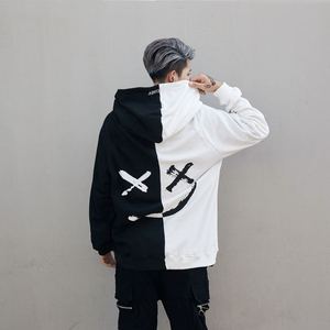 Hombre de <span class=keywords><strong>la</strong></span> calle desgaste hombres <span class=keywords><strong>sonrisa</strong></span> sudaderas Tops Patchwork ropa con capucha - Product Image 6