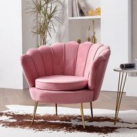 Fauteuil Shell en tissu flanelle avec base en métal doré, assise confortable en éponge, prix d'usine bas, OEM