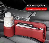 Organisateur de siège de voiture anti-chute, organisateur de console en cuir de qualité supérieure, accès facile au téléphone/clés, ajustement universel pour