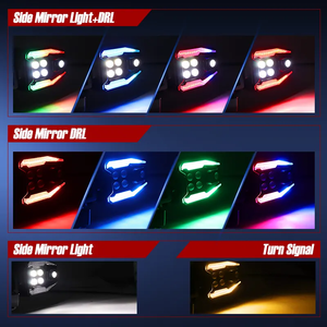 New Side Gương trắng lái xe ánh sáng + đuổi theo RGB DRL + hổ phách chuyển ánh sáng UTV ATV Side gương ánh sáng với ứng dụng + Điều khiển từ xa - Product Image 5