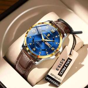 Poedagar 855, Nuevo Reloj de Hombre a Prueba de Agua, Reloj de Cuarzo Luminoso, Reloj de Cuero de Lujo para Hombre - Product Image 1
