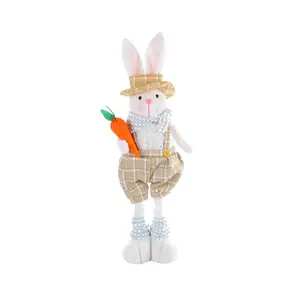 ארנב פסחא מצויר בובת עם רצועת גזר אביזרי הלבשת סצנה חדשה חג המולד צעצוע לחיות