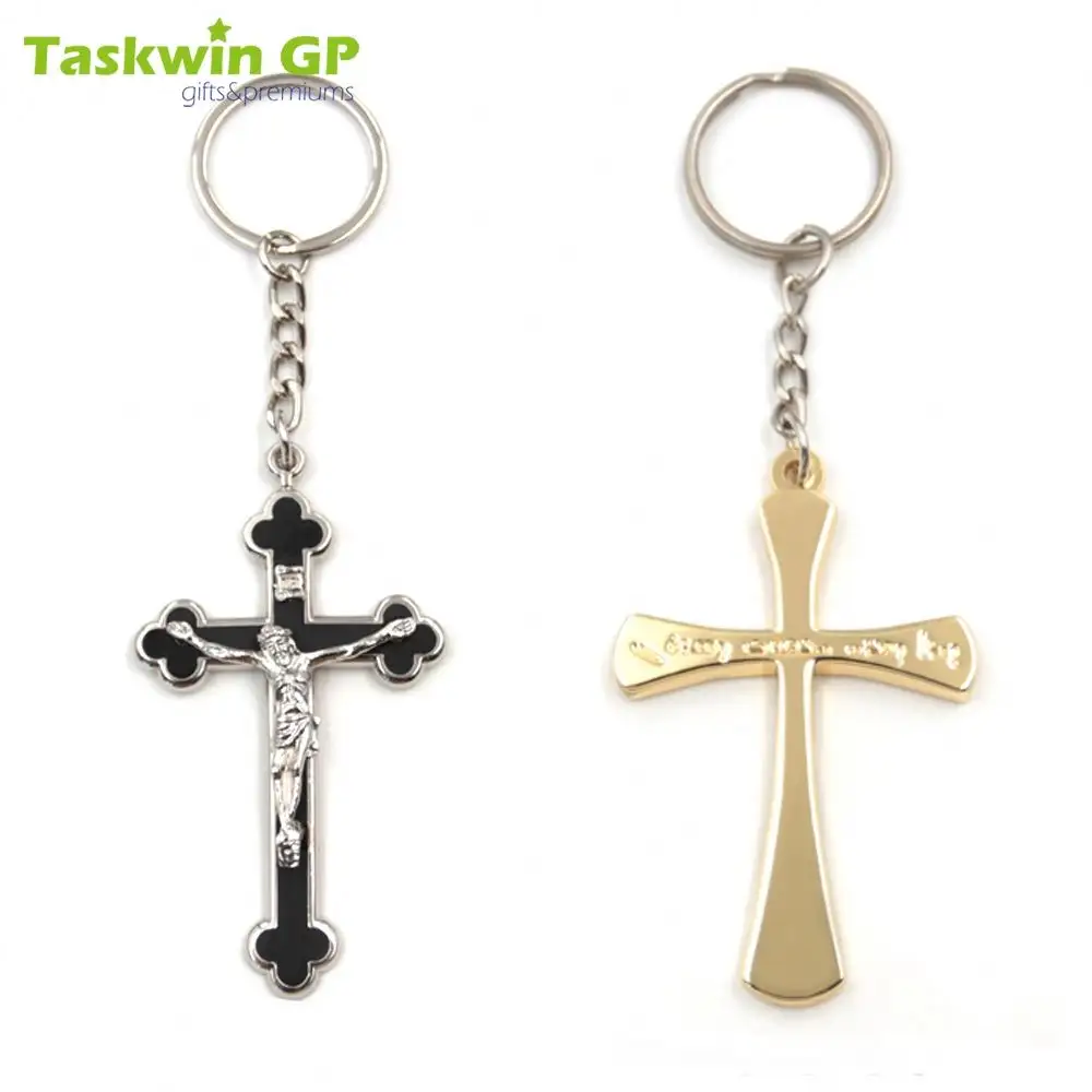 Taskwingifts مخصص المعادن تذكارية الصليب مفتاح سلسلة مفاتيح حلقية الصليب المسيحي الصليب الدينية المفاتيح