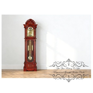 Zhao's Große Französische Landhaus-Stil <span class=keywords><strong>Pendeluhr</strong></span> Vintage Großvater-Standuhr aus Massivholz mit Gewölbtem Gestell in Eichenholzfarbe - Product Image 2