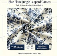 Tissu en toile tissée 100 % polyester 10S*10S 240 GSM, largeur personnalisée, imprimé Toile de Jouy vintage français, très lourd