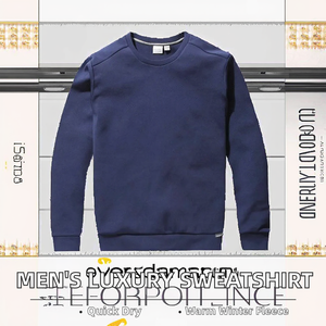 เสื้อสเวตเชิ้ตคอกลมผู้ชายแบรนด์ OEM หรูหราสำหรับฤดูหนาว ผลิตจากผ้าโพลีเอสเตอร์ผสมฝ้าย เฟรนช์เทอร์รี่ฟลีซ ทรงปกติ ไหล่ตก บุซับใน สีพื้น สามารถสั่งทำได้ - Product Image 2