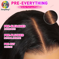 Pelucas de cabello humano Bob corto de pelo indio alineado con cutícula sin pegamento, peluca de encaje HD virgen indio crudo de proveedor, peluca frontal de encaje completo 13x4 HD